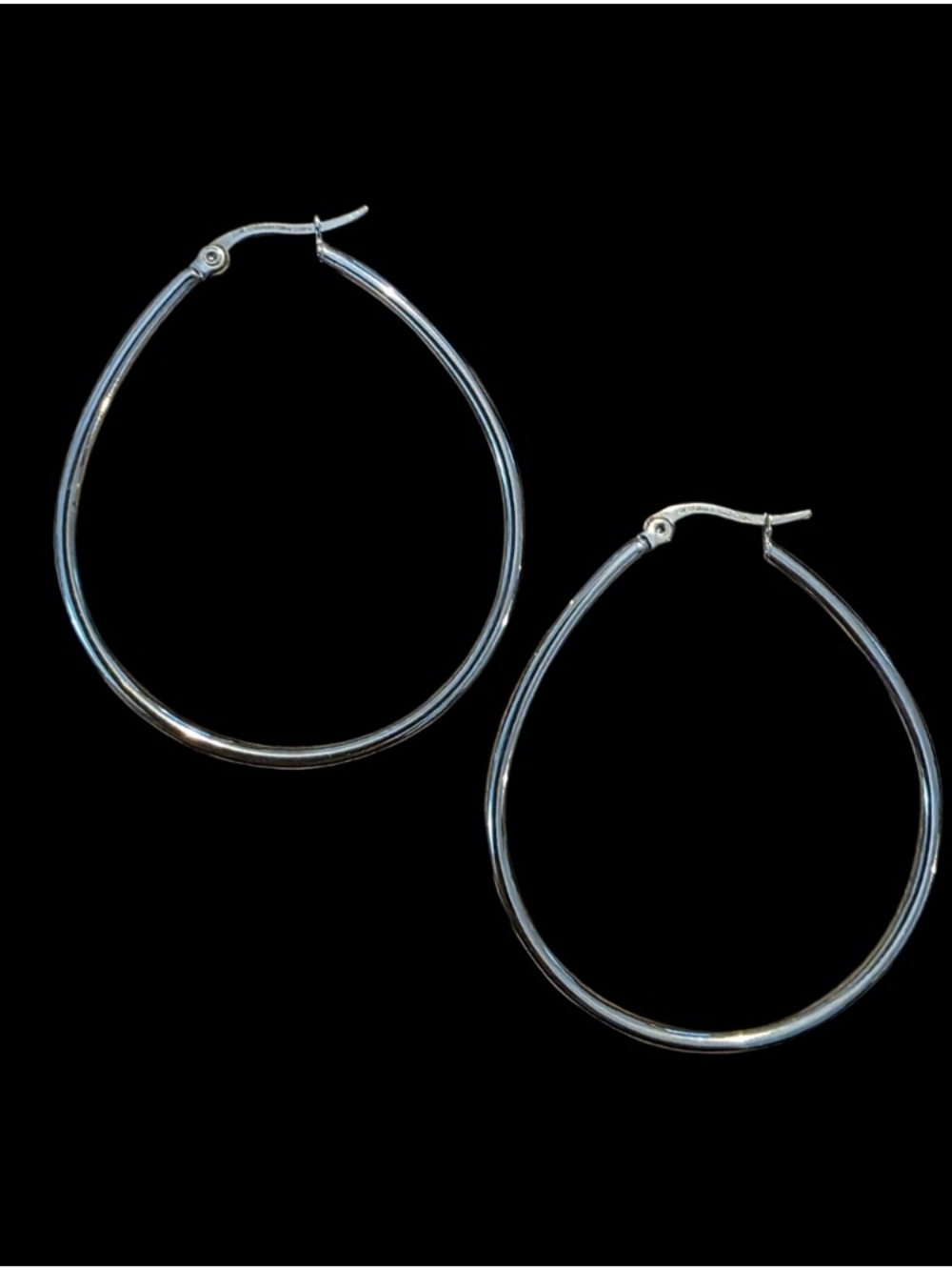 Sterling Silver Hoop Earrings - Classic Two inch Teardrop Hoops